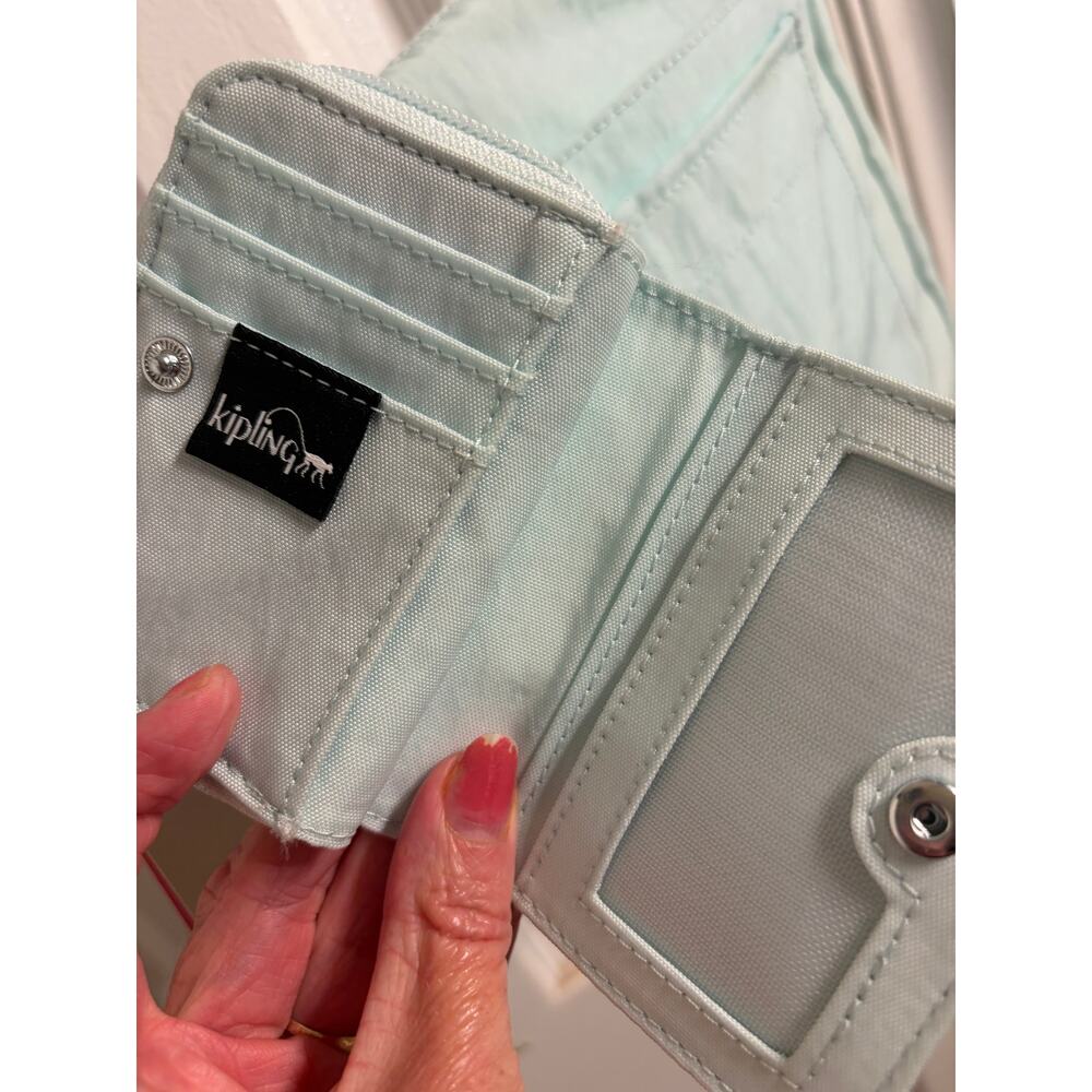 NWT Kipling Alvar Mint Crossbody Nylon‎ Organizer Purse Monkey Keychain wallet - Picture 5 of 10